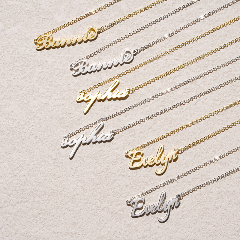 Gnoce "Love You Forever" Elegant Personalized Silver Color Name Necklace - Custom Made Any Name  "_2
