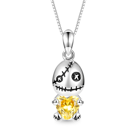 Gnoce Voodoo Doll Embraces Heart Gem Necklace_1