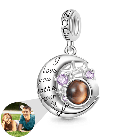 Gnoce Projection Moon&Star Personalized Photo Pendant Dangle Charm_1
