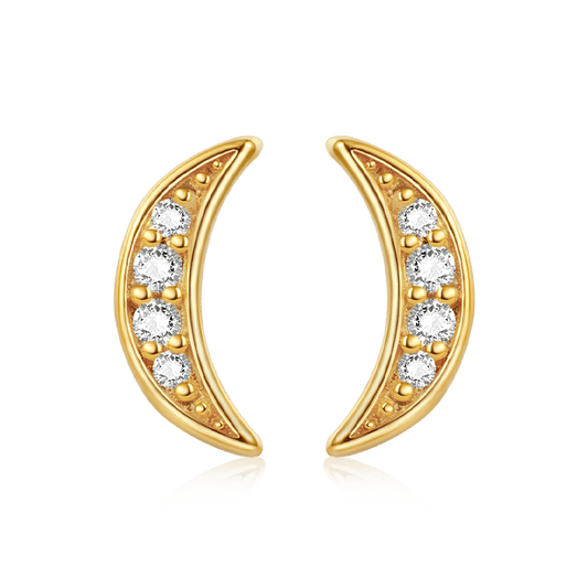 Gnoce Half Crescent Moon Shaped Diamond Stud Earrings_1