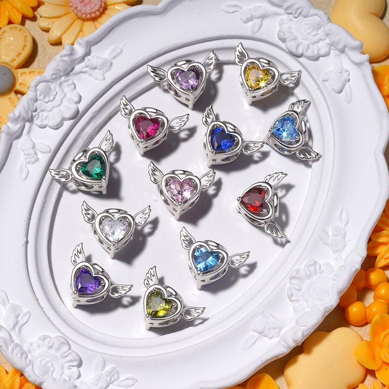 Gnoce Loving Angel Heart Birthstone Personalized Charm_3