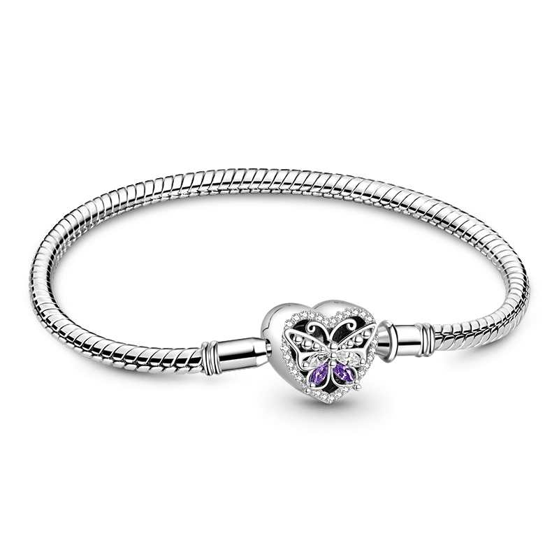 Gnoce Heart Butterfly Engravable Snake Chain Bracelet_1