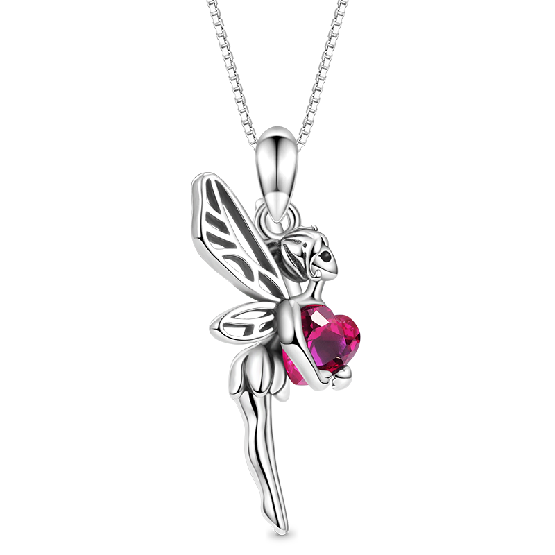 Gnoce Butterfly Fairy Embraces Heart Gemstone Necklace_1