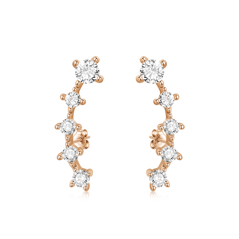 Gnoce Cubic Zirconia Ear Crawlers Earrings_2