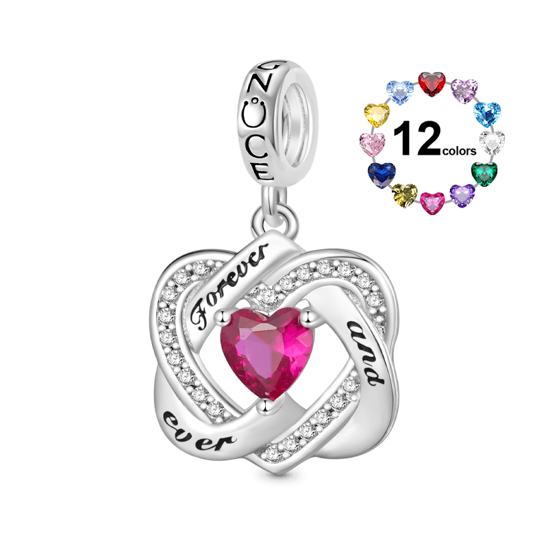 Gnoce "Forever and ever" Love Heart Birthstone Pendant Dangle Charm_1