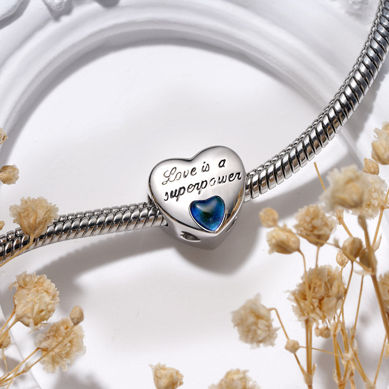 Gnoce “Love is a superpower" Heart Personalized Photo Mood Charm_3