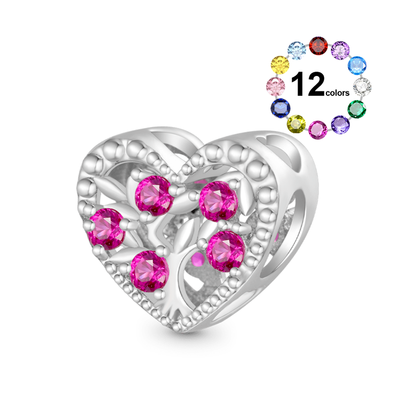 Gnoce Birthstone Tree of Life Heart Personalized Charm_1