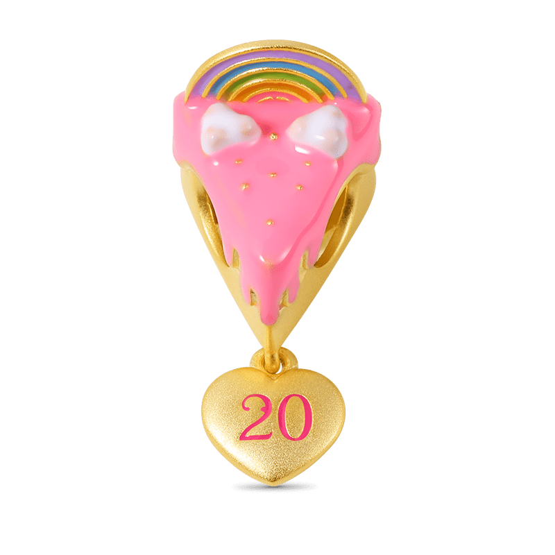 Rainbow Cake Personalized Number Charm Bead Sterling Silver 18k Gold Plated_1
