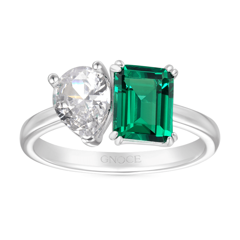 Gnoce Emerald Double Diamond Promise Ring_1