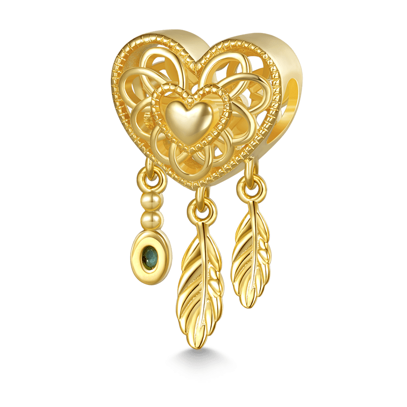Gnoce 18K Gold Plated Heart Dream Catcher Charm_2