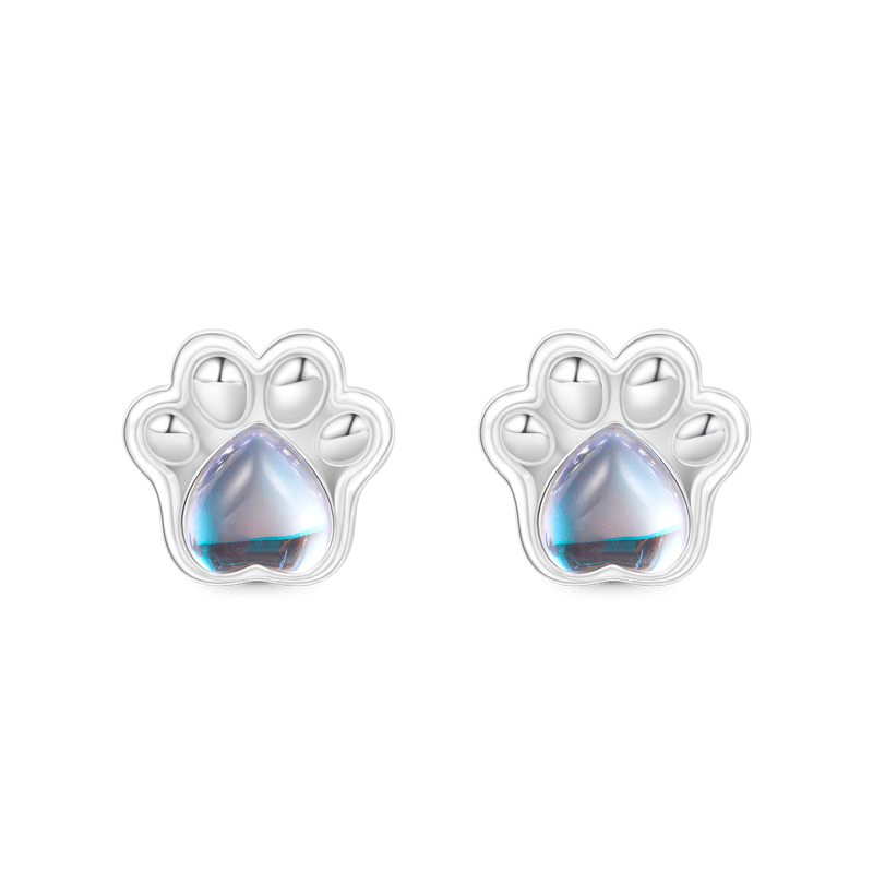Gnoce Moonstone Pet Paw Stud Earrings_1