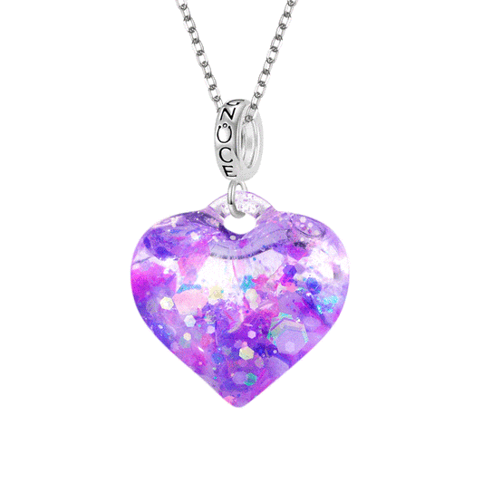 Gnoce Purple Liquid Glitter Heart Necklace_1