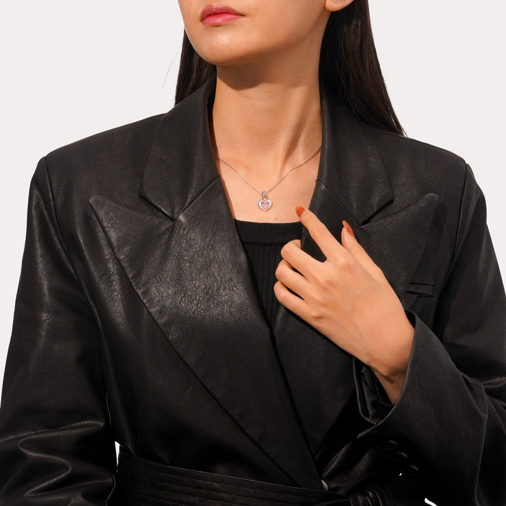 Gnoce Pink Heart Girl Power Pendant Dangle Charm_4