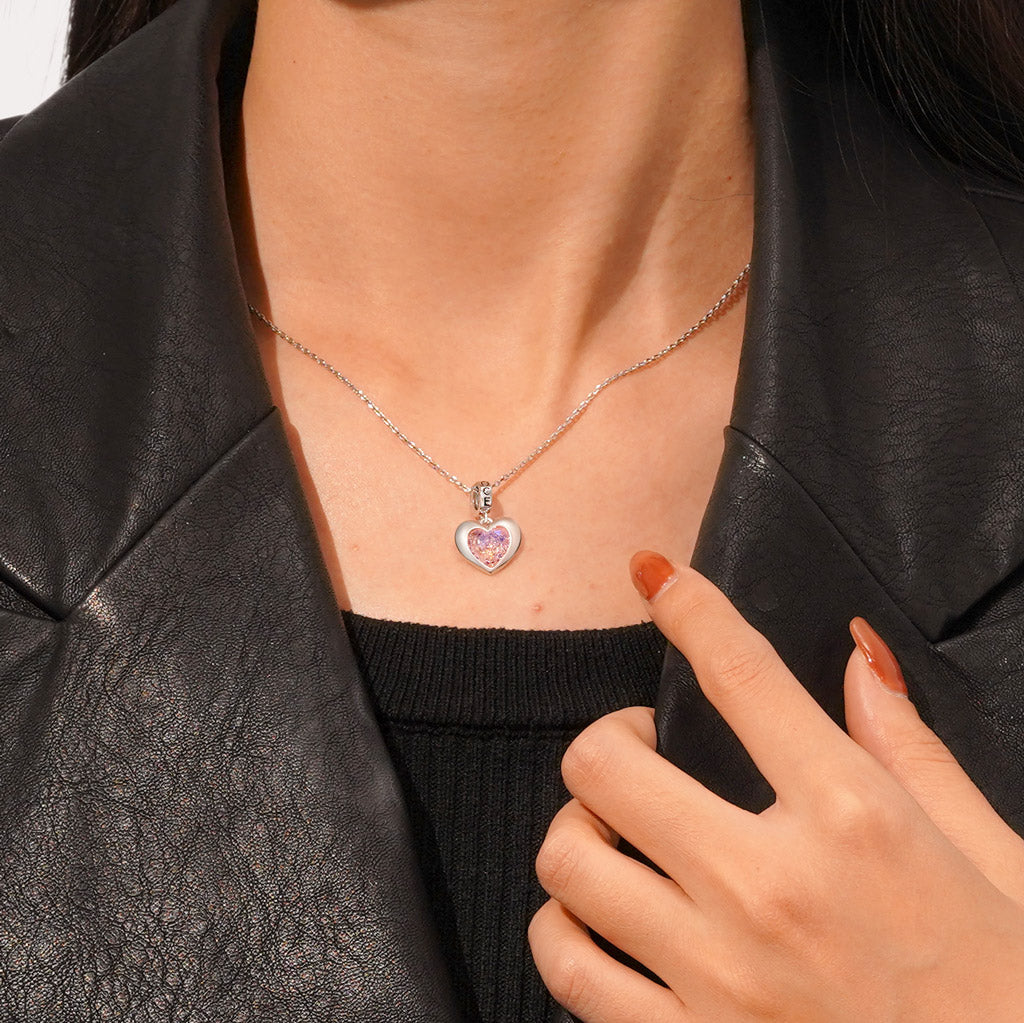 Gnoce Pink Heart Girl Power Pendant Dangle Charm_5