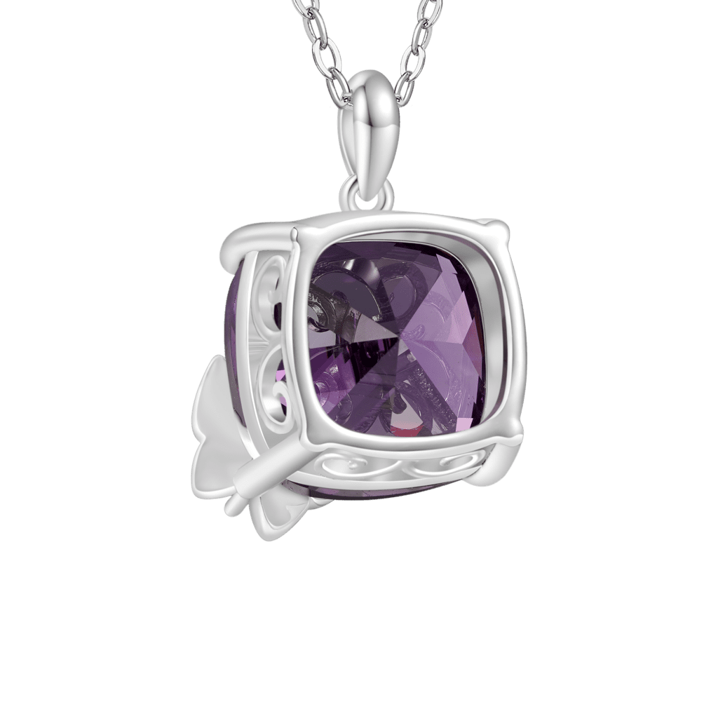 Gnoce Butterfly Purple Sugar Cube Necklace_2