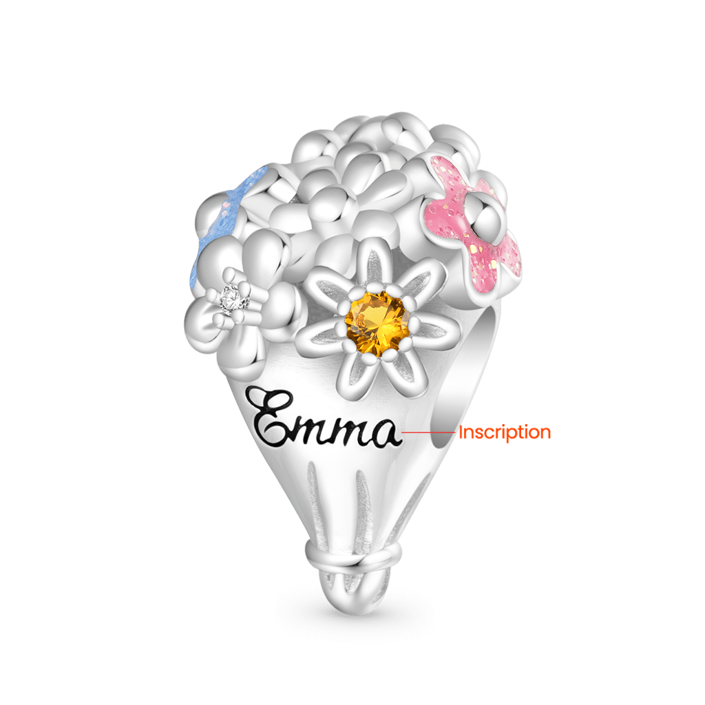 Gnoce Engravable Flowers Bouquet Charm_2