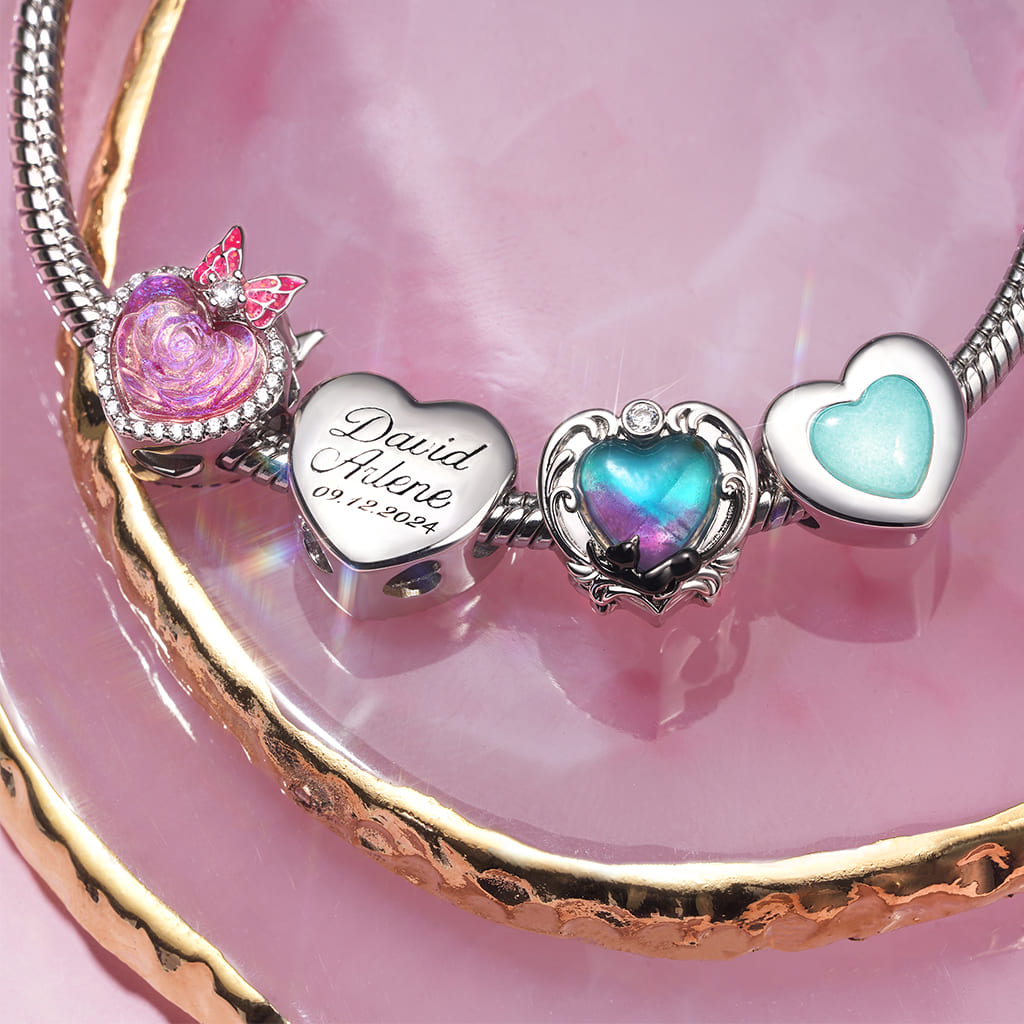 Gnoce Engravable Heart Pink Rose Charm_2
