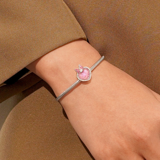 Gnoce Engravable Heart Pink Rose Charm_3