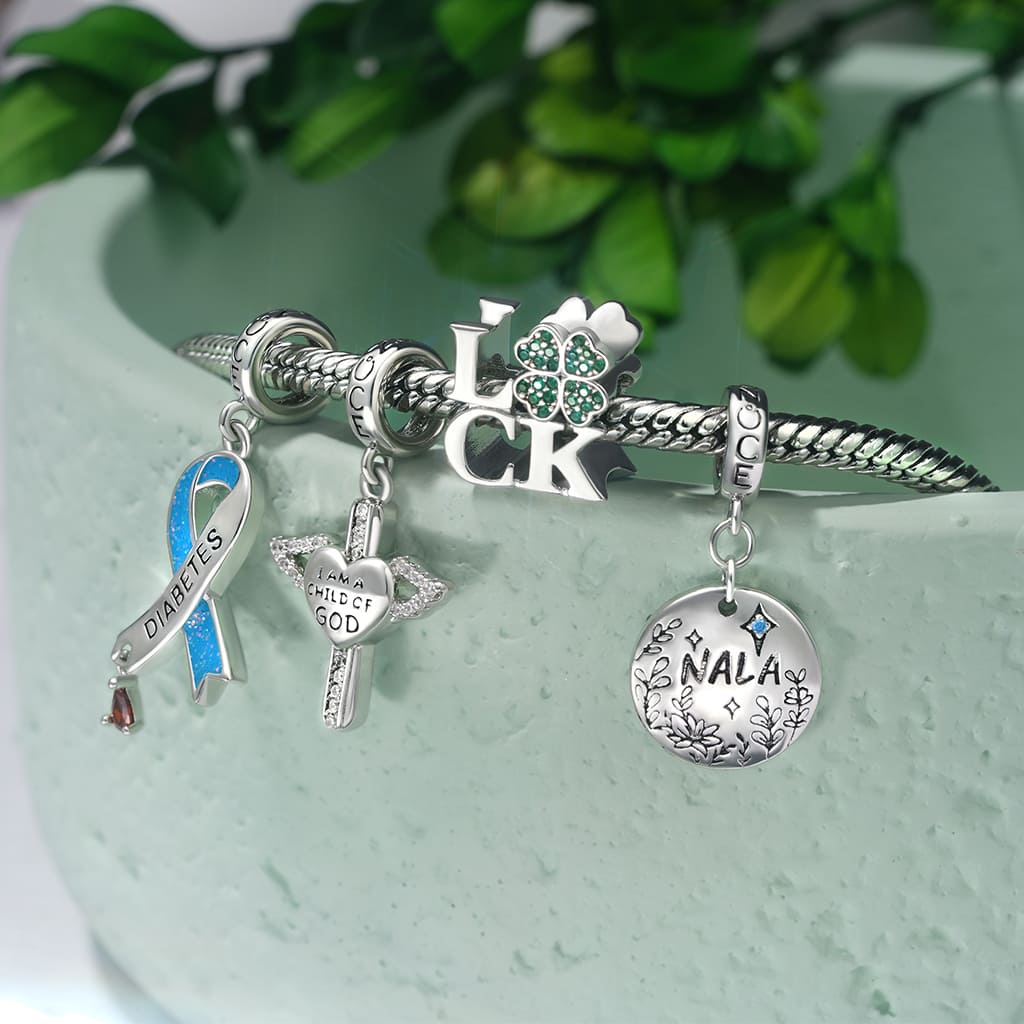 Gnoce Engravable Flowers Disk Pendant Dangle Charm_4