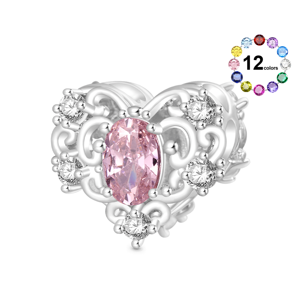 Gnoce Birthstone Hollow Love Heart Charm_1