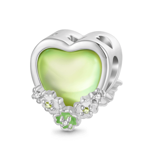 Apple Green Love Heart Four Leaf Clover Charm_1