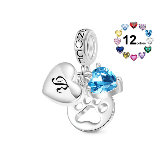 Gnoce Personalized Initial Letter Pet Love Birthstone Pendant Dangle Charm_1