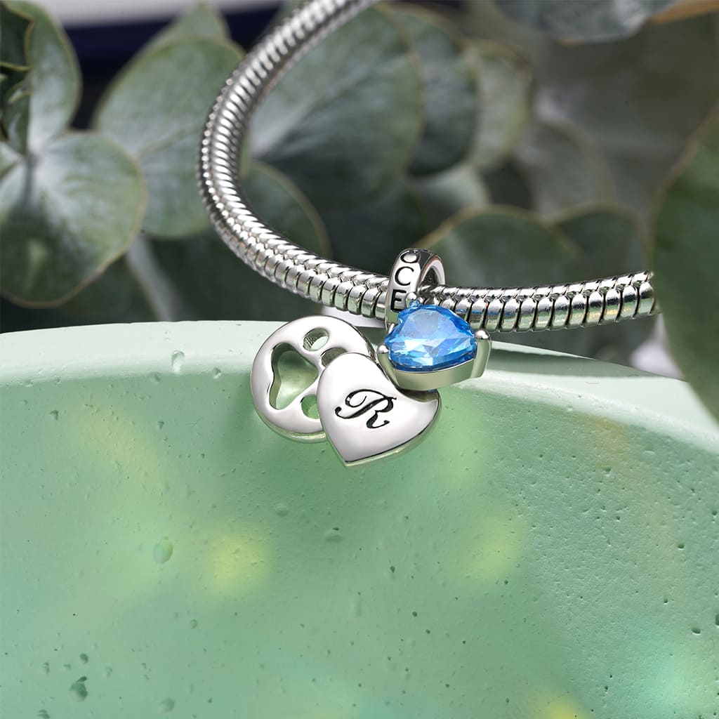 Gnoce Personalized Initial Letter Pet Love Birthstone Pendant Dangle Charm_4