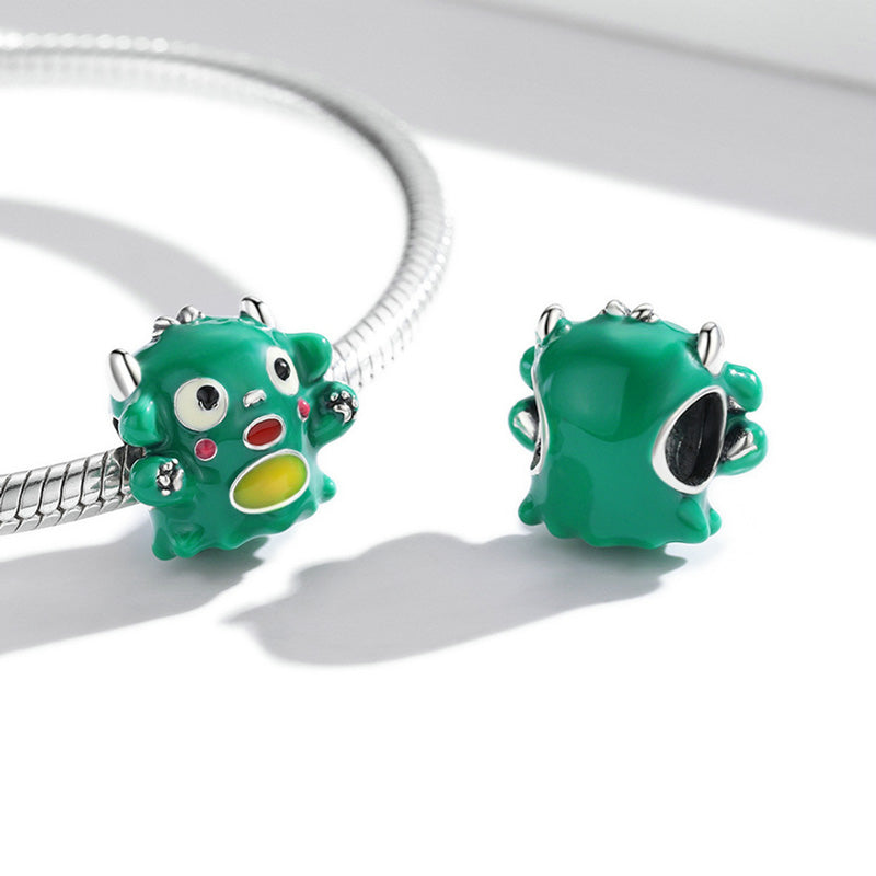 Cute Green Monster Charm Bead 925 Sterling Silver_2