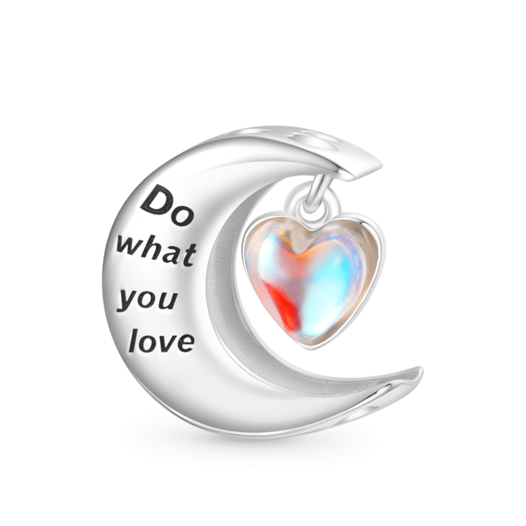 Gnoce Moonstone Heart "Do what you love" Moon Charm_1