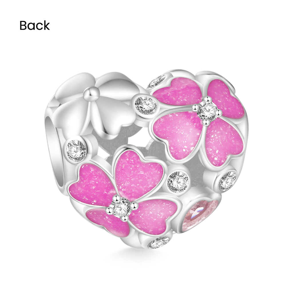 Gnoce Heart Pink Four Leaf Clover Charm_2