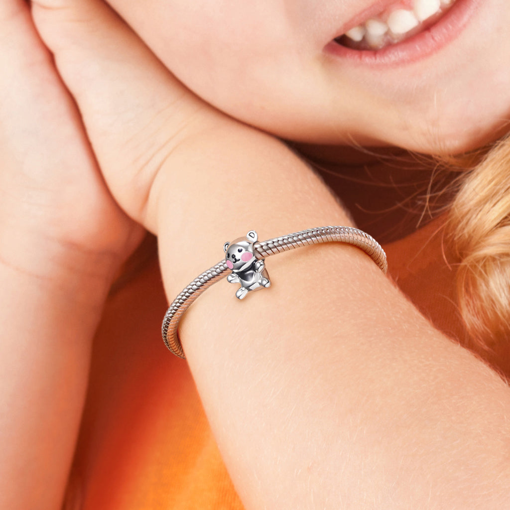 Cute Bear Charm Bead 925 Sterling Silver Gift for Valentine's Day_4