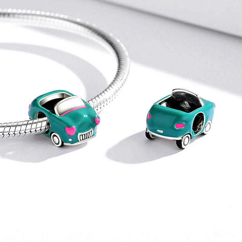 Retro Convertible Charm Bead 925 Sterling Silver with Pink & Pine Green_2