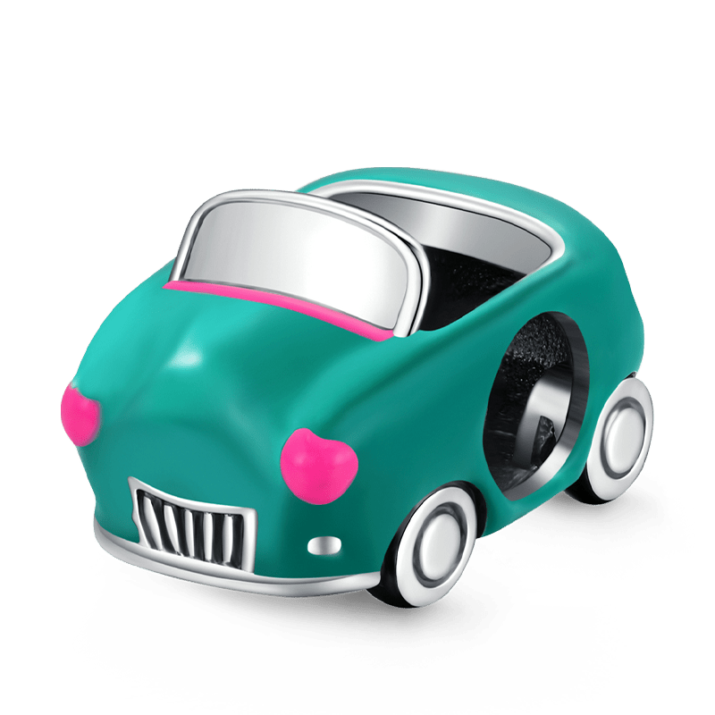 Retro Convertible Charm Bead 925 Sterling Silver with Pink & Pine Green_1