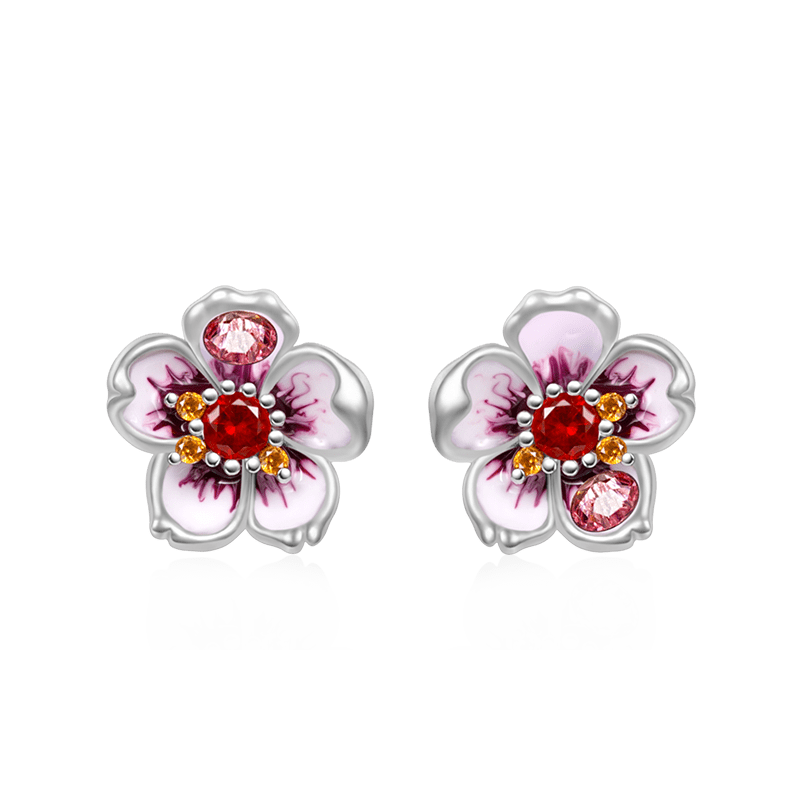 Gnoce Pink Cherry Blossoms Stud Earrings_1