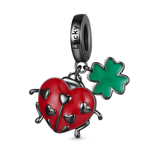 Gnoce Ladybug & Four Leaf Clover Doule Pendant Dangle Charm_1