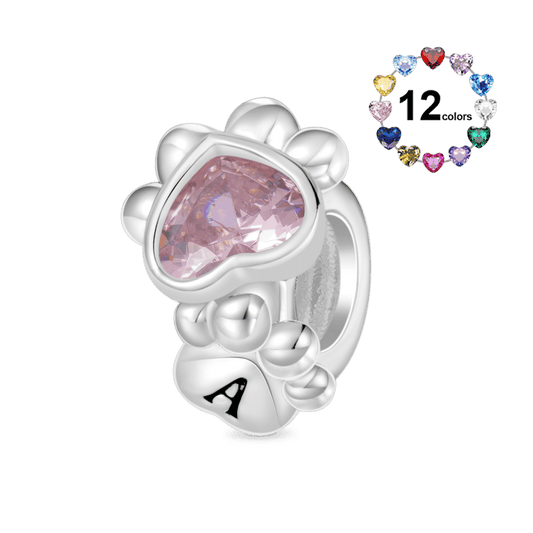 Gnoce Engravable Birthstone Pet Paw Charm_1