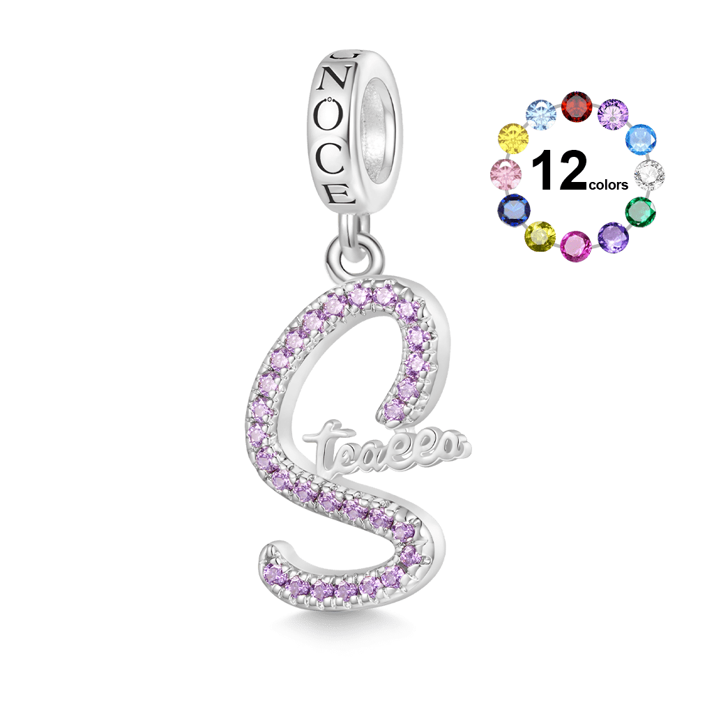 Gnoce Engravable Name Birthstone Pendant Dangle Charm_1