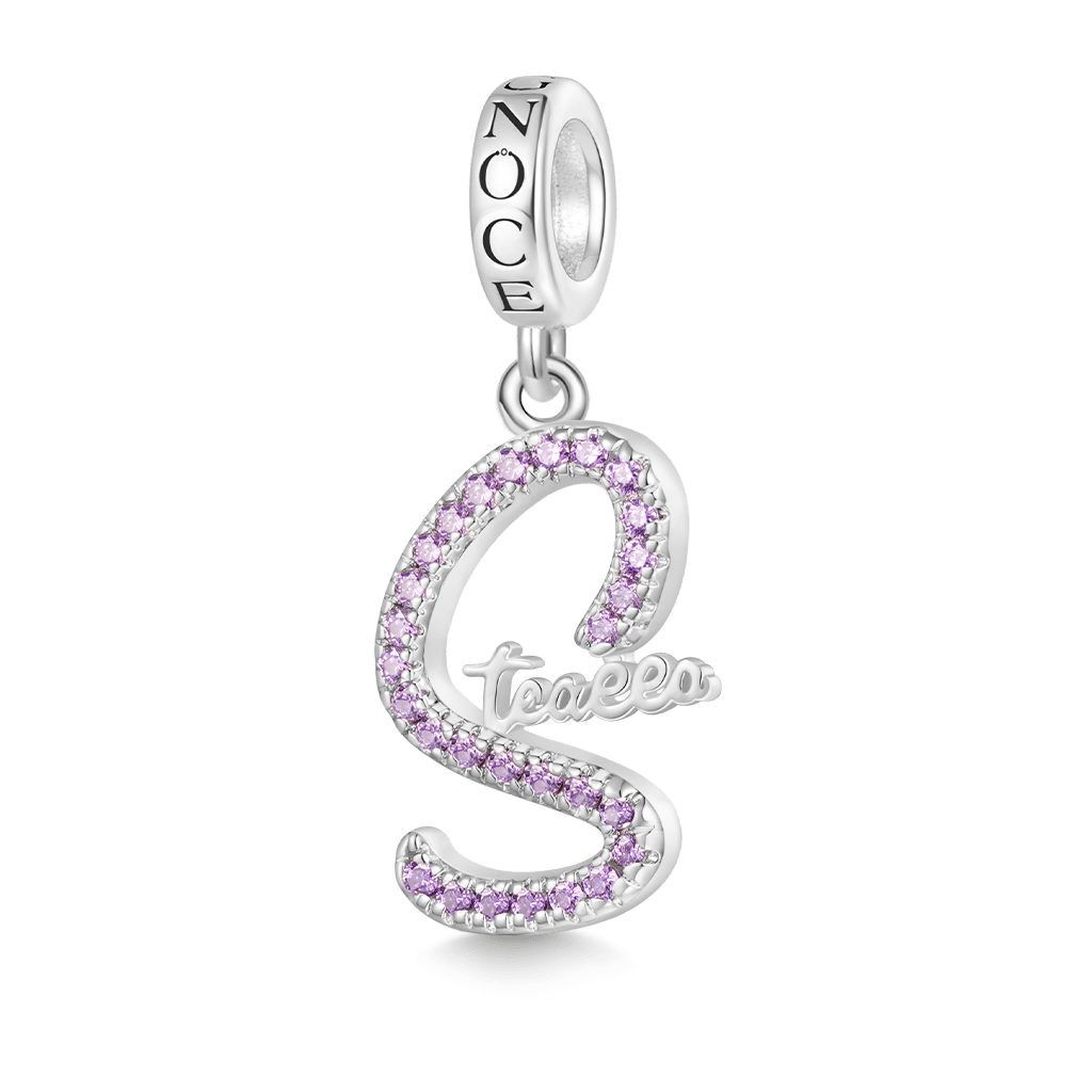 Gnoce Engravable Name Birthstone Pendant Dangle Charm_2