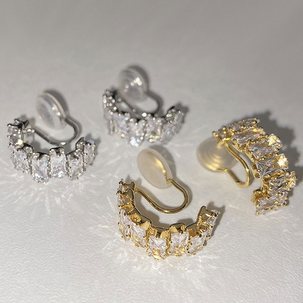 Gnoce Irregular Zircon C-shaped Ear Clips_3