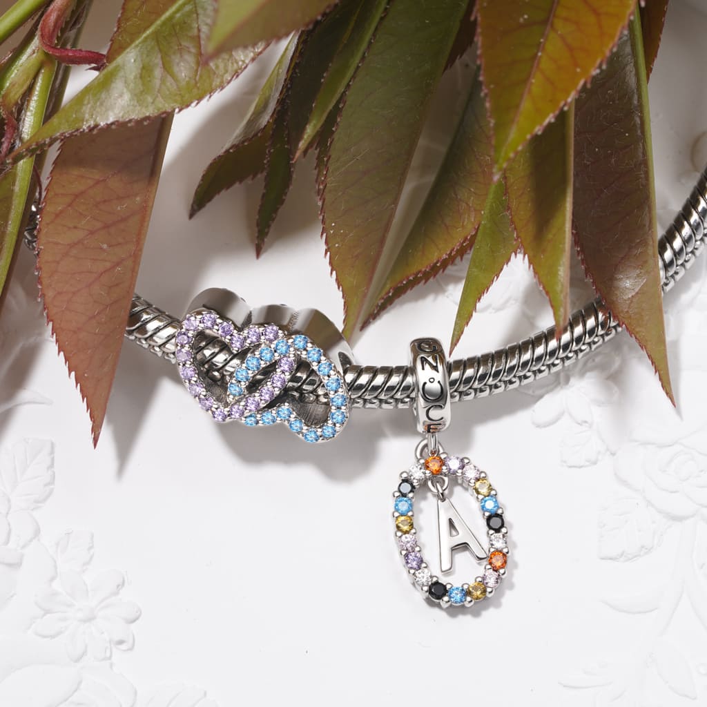 Gnoce Two Love Heart Surround Birthstone Charm_4