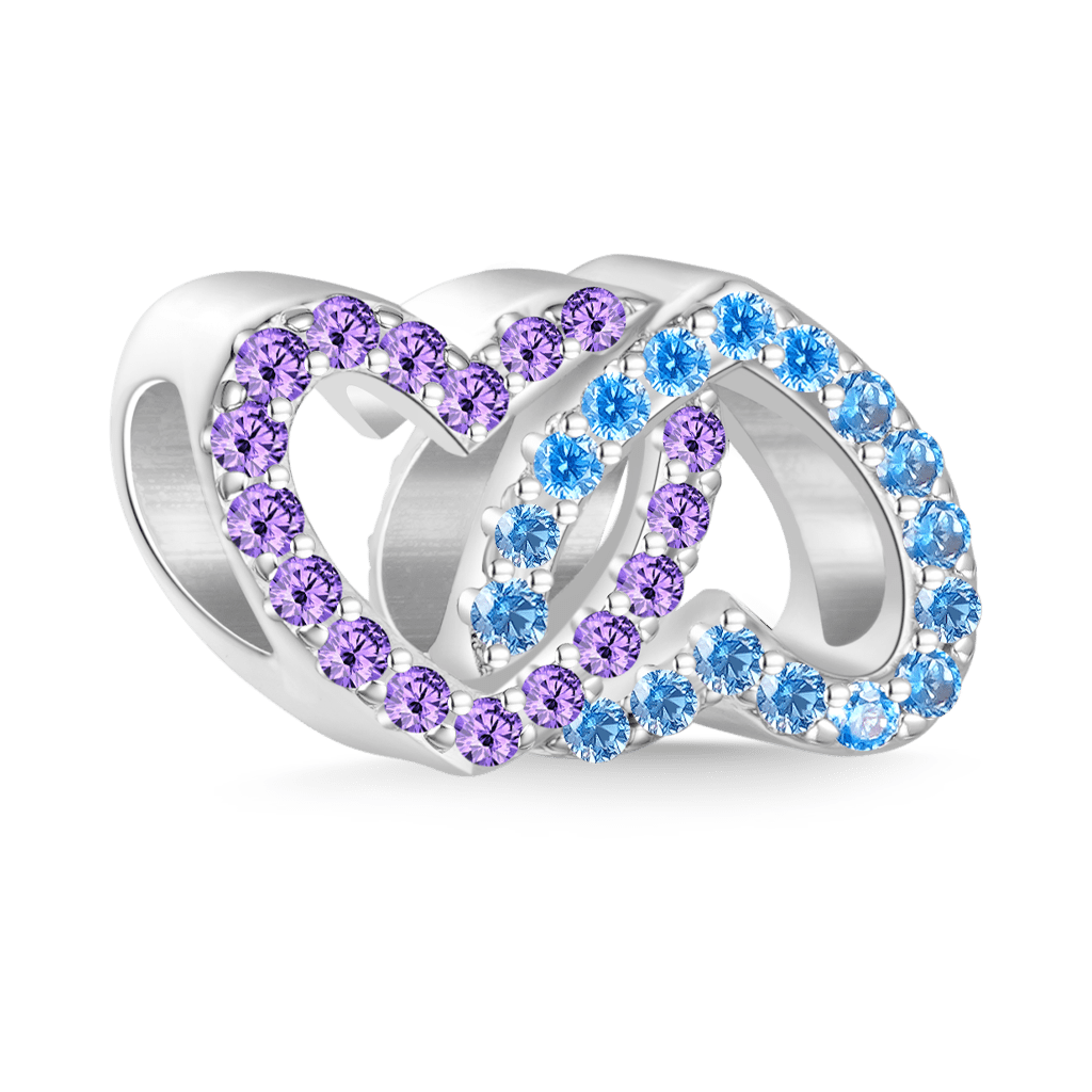 Gnoce Two Love Heart Surround Birthstone Charm_3