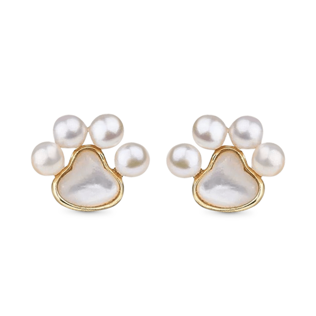 Gnoce Pearl Paw Print Stud Earrings_1