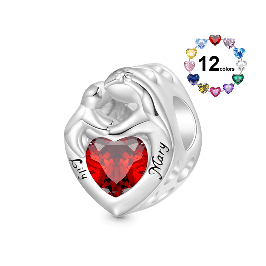 Gnoce Engravable Birthstone Mother's Day Hug Love Charm_1