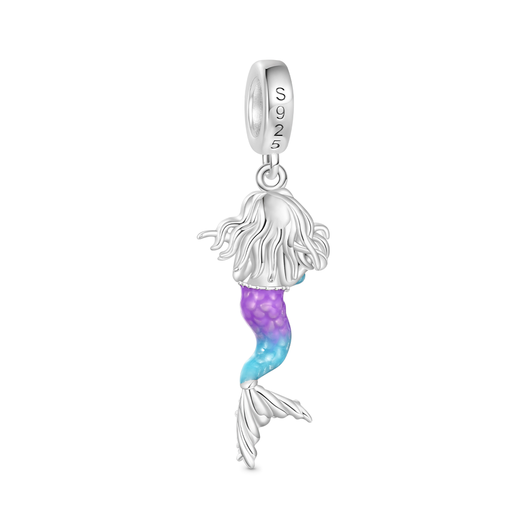 Gnoce Little Mermaid Holding Conch Pendant Dangle Charm_2