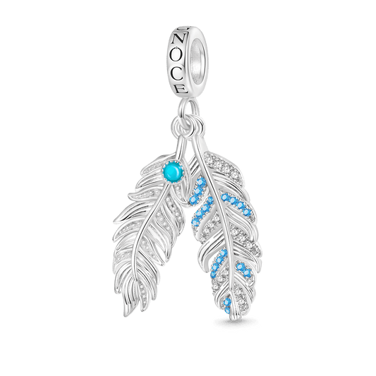 Gnoce Silver Feather Turquoise Pendant Dangle Charm_1