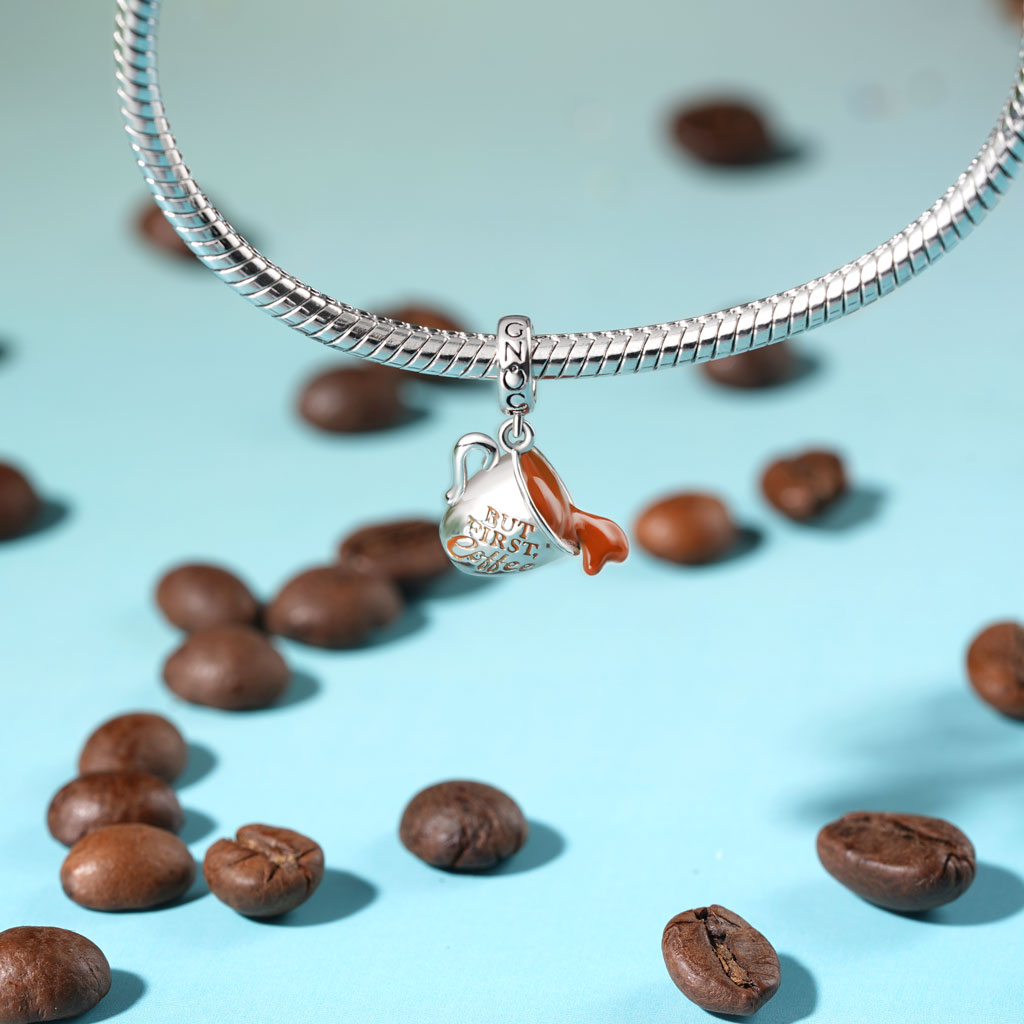 Gnoce BUT FIRST, Coffee Spilled Charm Platinum-plated Silver Blend_3
