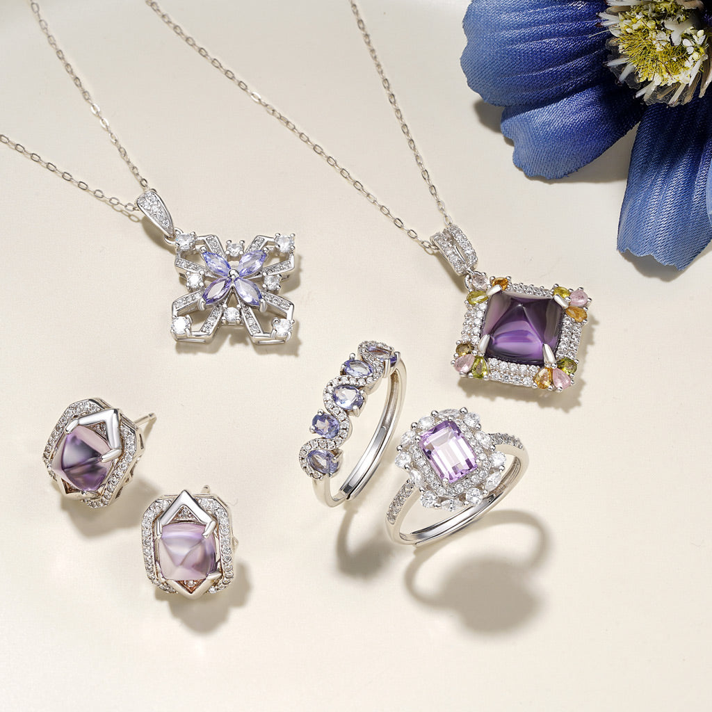 Gnoce Elegant Luxurious Shine Amethyst Pendant Necklace_4