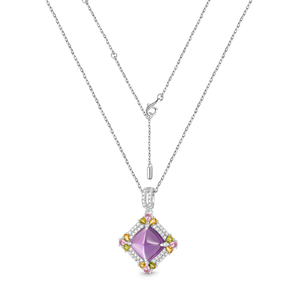 Gnoce Elegant Luxurious Shine Amethyst Pendant Necklace_3