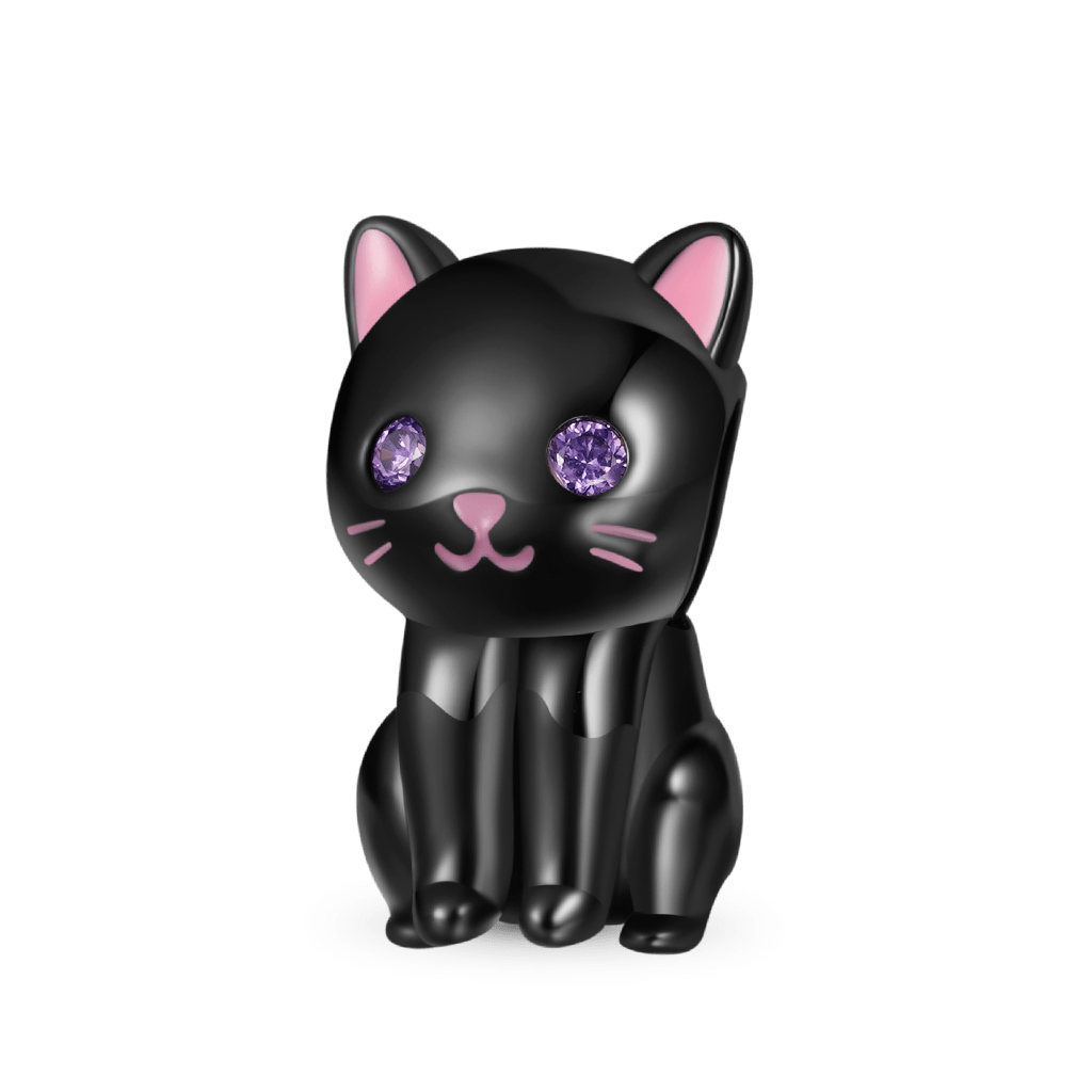 Gnoce Double-layer Cute Black Cat Charm Platinum-plated Silver Blend_3