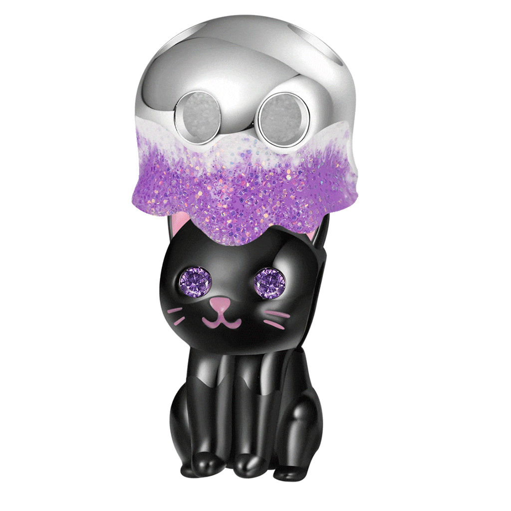 Gnoce Double-layer Cute Black Cat Charm Platinum-plated Silver Blend_1